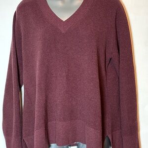 Margaret O'Leary V-Neck Sweater in Rich Burgundy